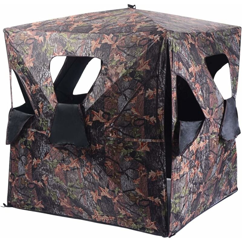 foto del prodotto tenda da caccia portatile per 3 persone con visione a 360 , tenda a terra impermeabile con borsa, cinghie e picchetti costway