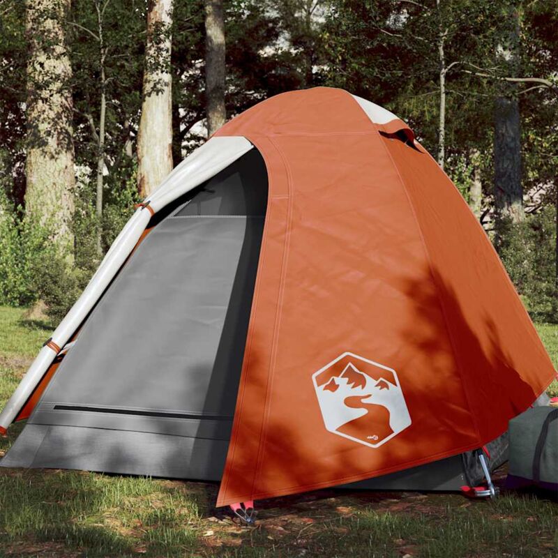 foto del prodotto tenda da campeggio a cupola 2 persone arancione impermeabile vidaxl