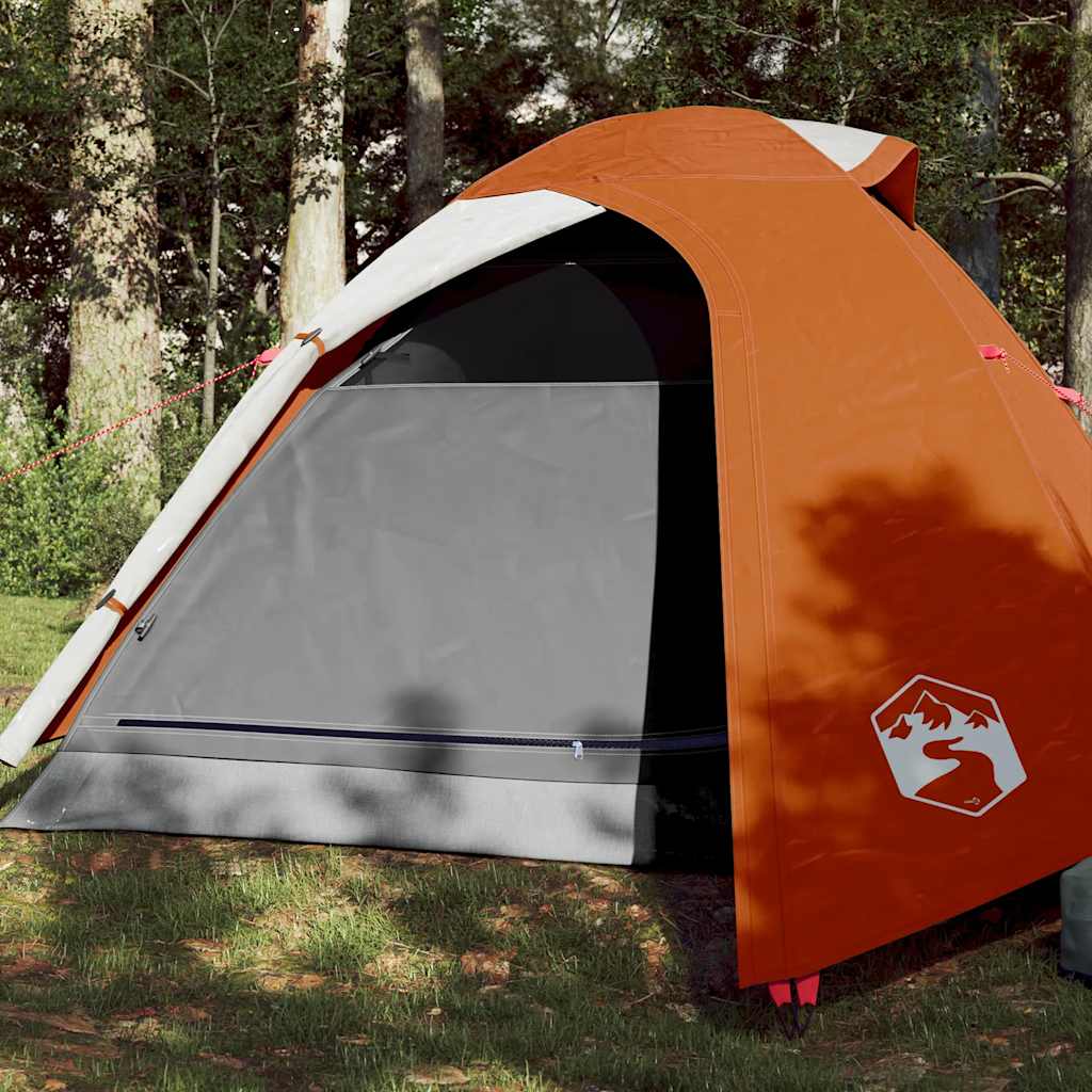 foto del prodotto tenda da campeggio a cupola 3 persone arancione impermeabile