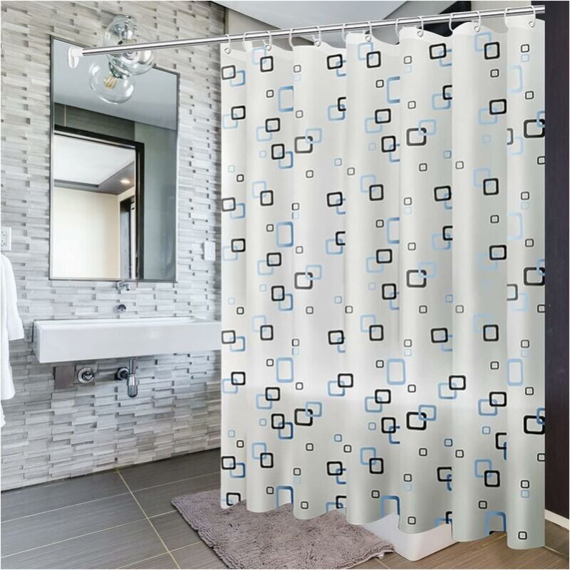 foto del prodotto tenda da doccia 180x200cm, rivestimento per tenda da doccia con ganci e passanti, antimuffa, antibatterica, impermeabile e lavabile, adatta per i