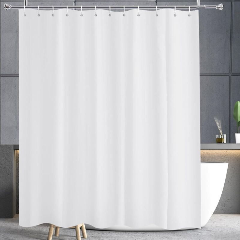 foto del prodotto tenda da doccia 180x240 cm, bianca, antimuffa, tessuto doccia in poliestere idrorepellente, lavabile in lavatrice con occhielli in metallo, larghezza