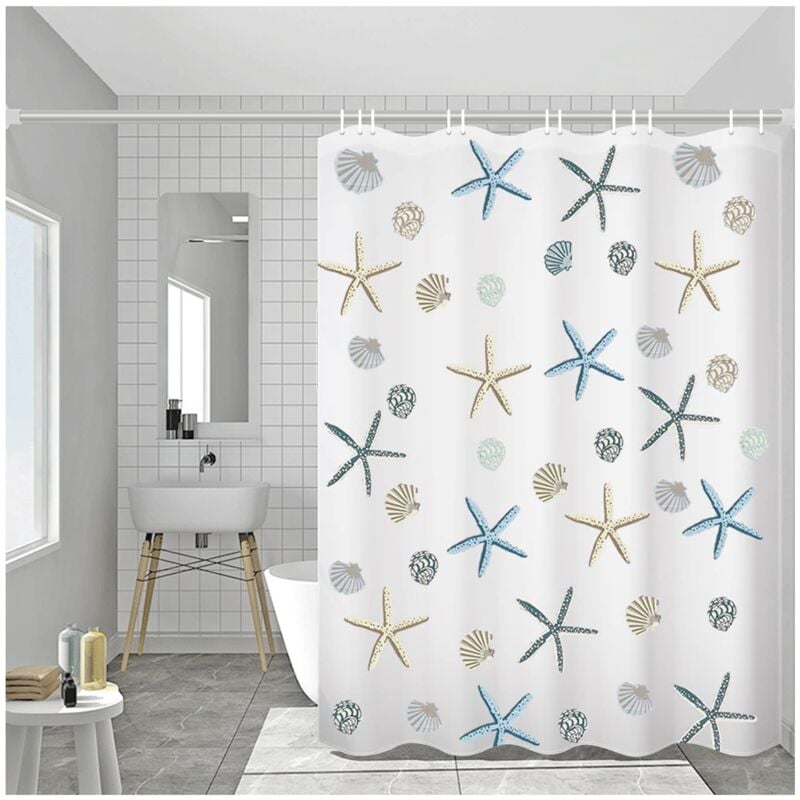 foto del prodotto tenda da doccia, 200 x 220 cm, antimuffa, impermeabile, antibatterica, con 12 ganci, bianco