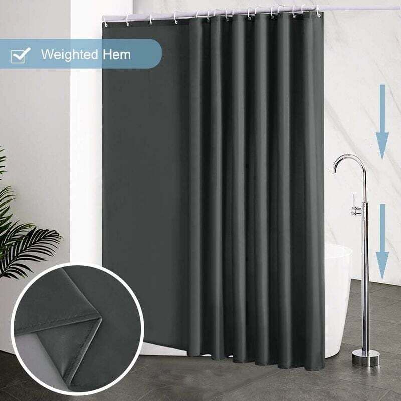 foto del prodotto tenda da doccia 240x200 cm, con 16 ganci, extra large, appesantita, antimuffa, grigio scuro, impermeabile, tende da bagno grandi, tessuto in