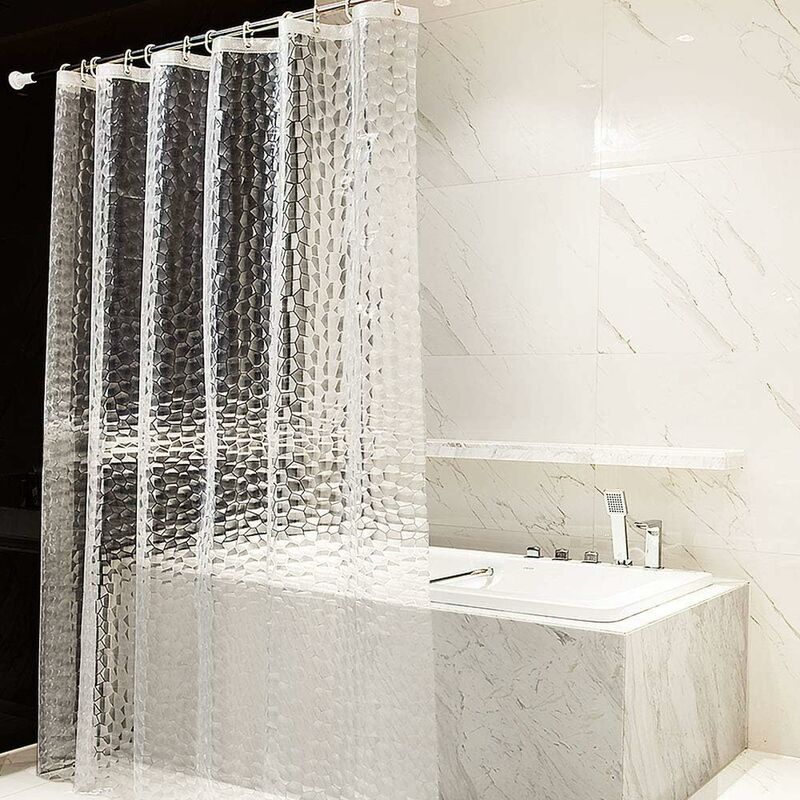 foto del prodotto tenda da doccia a prova di muffa 180 x 180 cm tenda da bagno semi trasparente 0,18 mm tenda da bagno 3d lavabile impermeabile ispessita tenda da