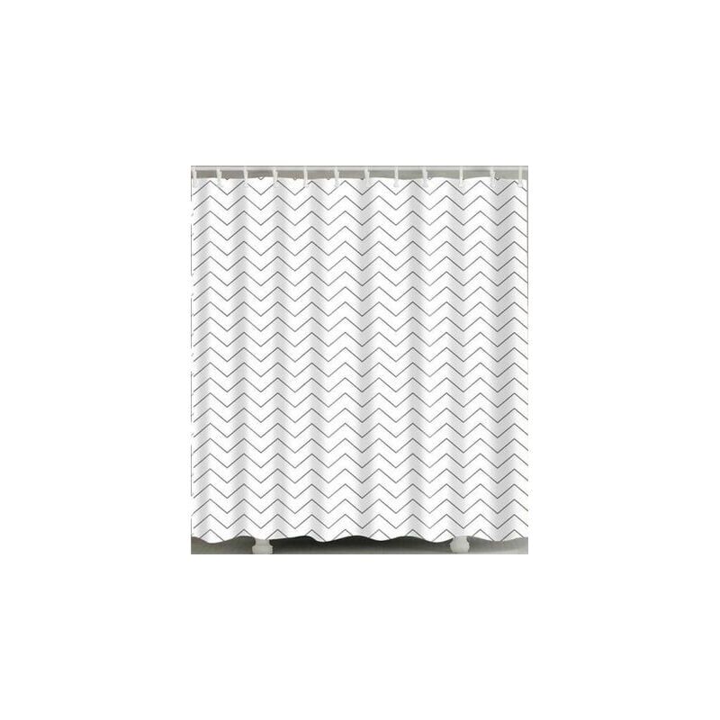 foto del prodotto tenda da doccia a righe bianche e nere 90x180 cm bagno