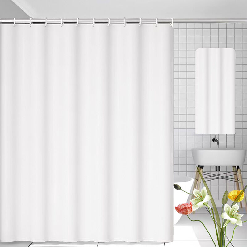 foto del prodotto tenda da doccia antimuffa, 180 x 200 cm, bianca, con ganci, senza foratura, tessuto peva impermeabile, lavabile in lavatrice sollbry