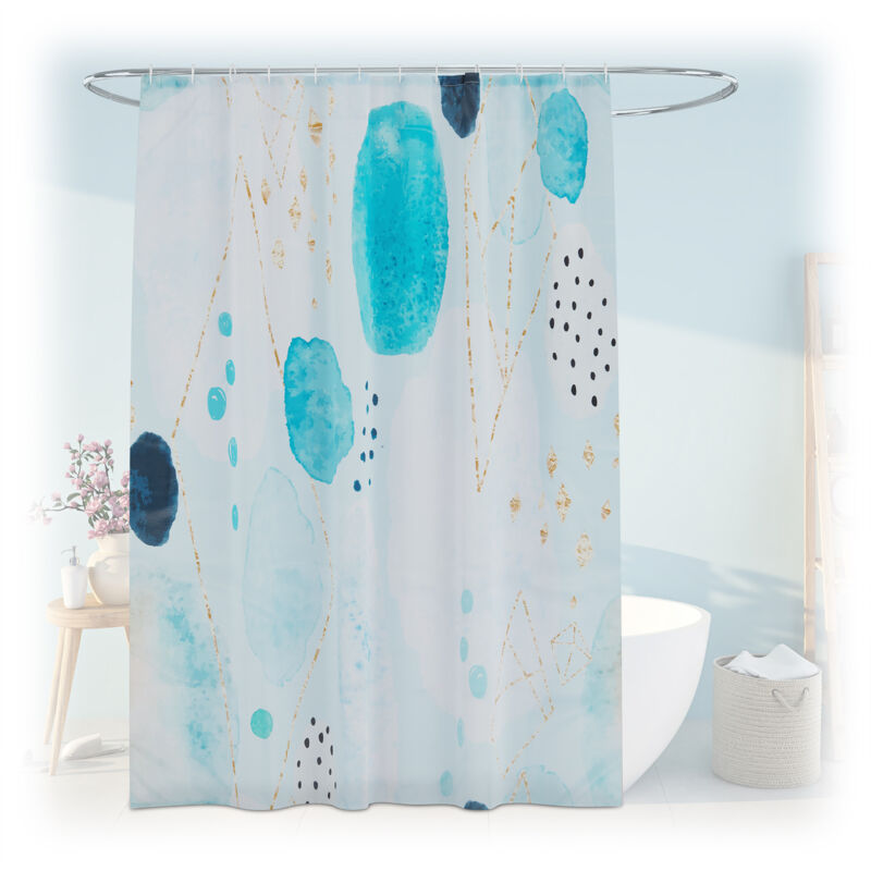 foto del prodotto tenda da doccia antimuffa, 180x200 cm, tendina vasca da bagno, 12 anelli, poliestere lavabile, design astratto relaxdays