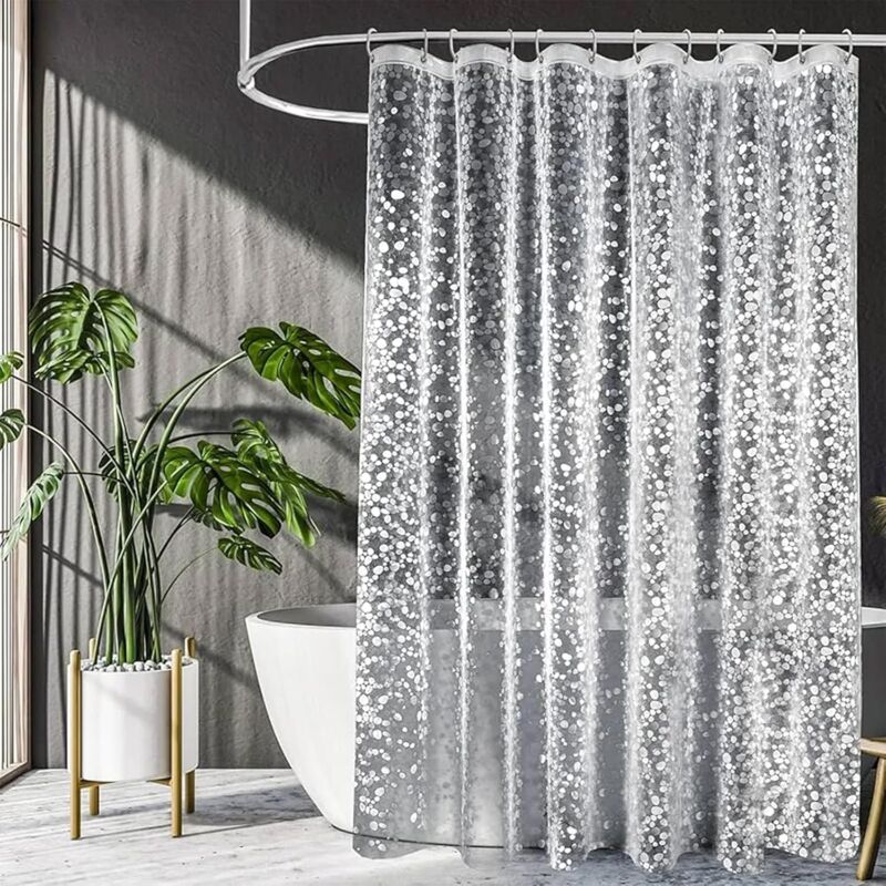 foto del prodotto tenda da doccia antimuffa ad asciugatura rapida, impermeabile per vasca da bagno, spazio confortevole, motivo ciottoli, 180 x 200 cm