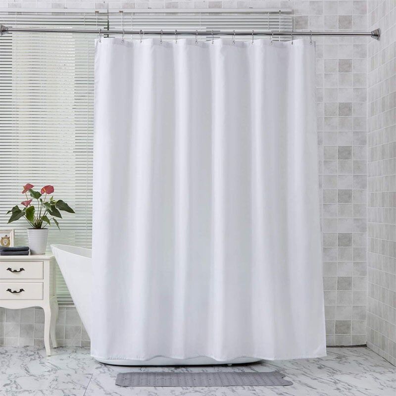 foto del prodotto tenda da doccia antimuffa (bianca), tenda da doccia 180x200 cm, lavabile in lavatrice e impermeabile, incl. 12 anelli di plastica bianchi, 100% poliestere, 180x180 cm, bianco