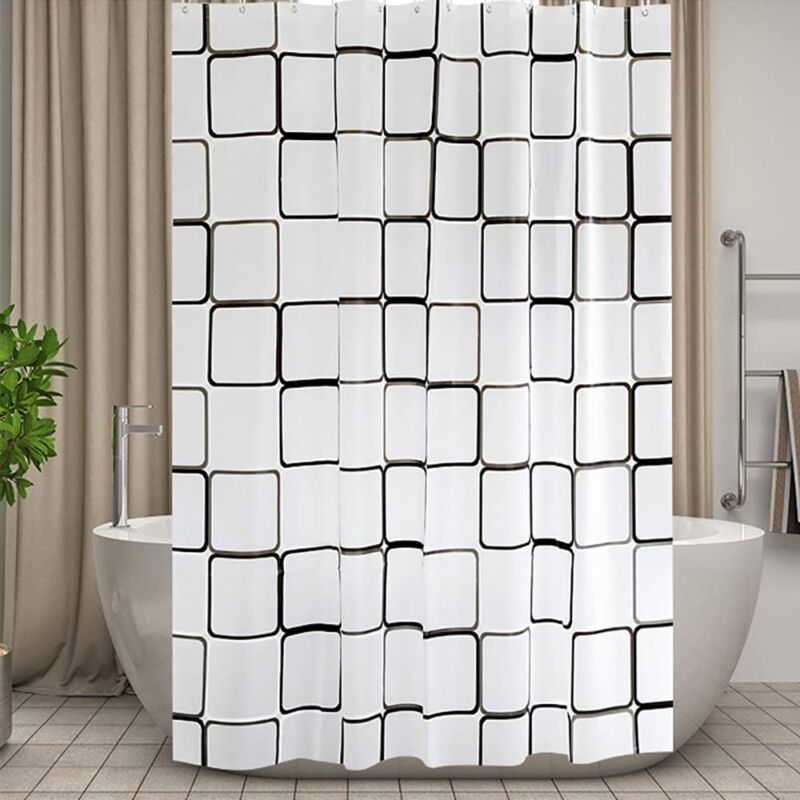 foto del prodotto tenda da doccia antimuffa per bagno, grande tenda da doccia, quadrata, tenda da bagno, impermeabile, 200x200 cm sollbry