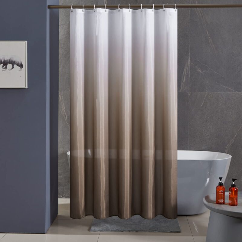 foto del prodotto tenda da doccia antimuffa, tessuto lavabile in lavatrice, tenda da bagno in tessuto di poliestere impermeabile con 12 ganci, 200 x 200 cm, sfumatura