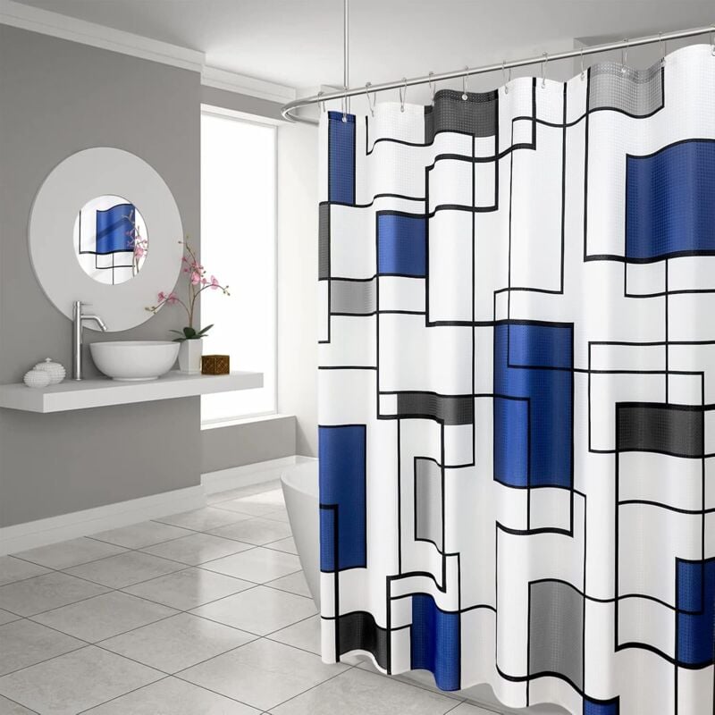 foto del prodotto tenda da doccia blu tenda da doccia geometrica moderna tenda da doccia medievale blu navy set da doccia da bagno tenda da doccia intrecciata indaco
