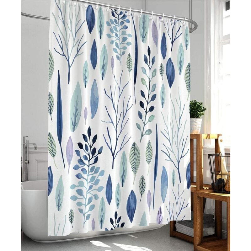 foto del prodotto tenda da doccia con 12 ganci, poliestere impermeabile, lavabile in lavatrice, asciugatura rapida, 180 x 180 cm, adatta per la vasca da bagno.