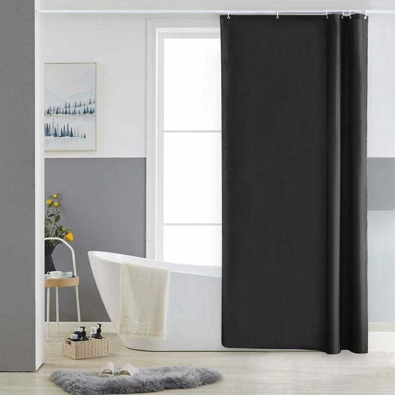 foto del prodotto tenda da doccia con 16 ganci, antimuffa, extra large, tessuto in poliestere, impermeabile, tende da bagno per il bagno, lavabili in lavatrice, nero,