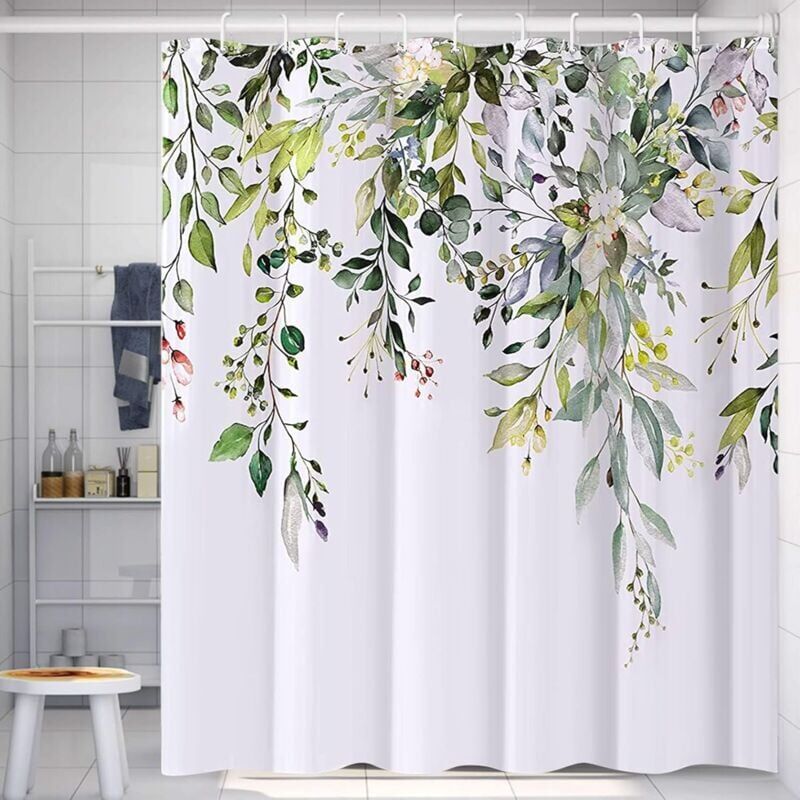 foto del prodotto tenda da doccia floreale con 12 ganci, tende da doccia in polisilicio impermeabili, lavabili in lavatrice, ad asciugatura rapida, 180 x 180 cm, per