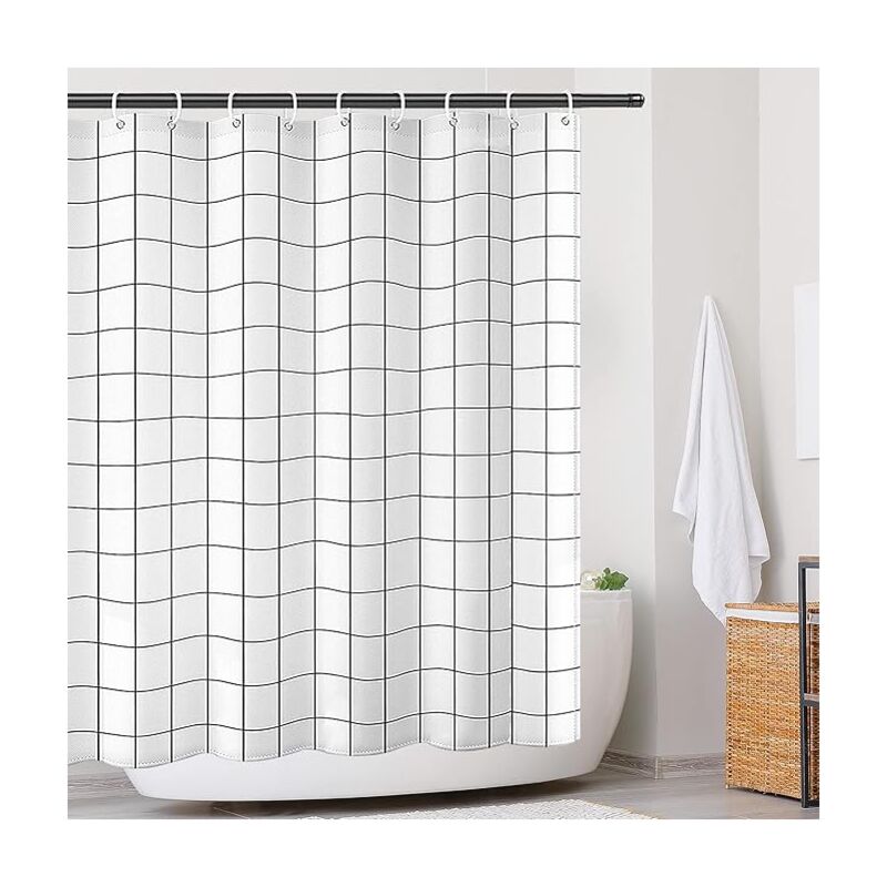 foto del prodotto tenda da doccia impermeabile ad asciugatura rapida, con orlo appesantito, lavabile, in poliestere, con 12 ganci, 180 x 200 cm sollbry