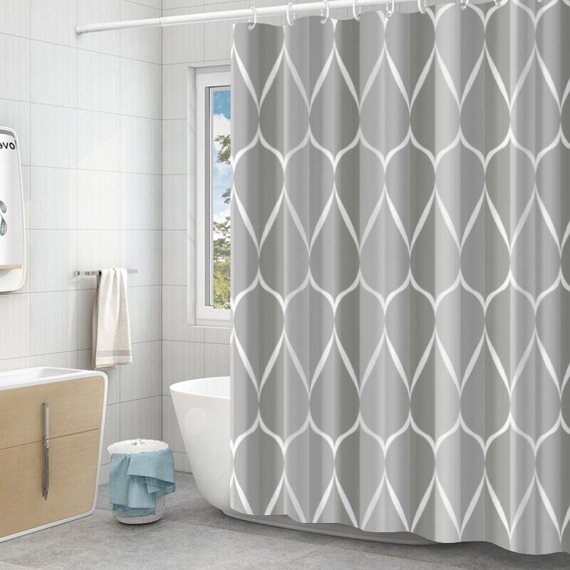 foto del prodotto tenda da doccia impermeabile semplice tenda da doccia in poliestere ispessito tenda da bagno intelligente 100200 alta