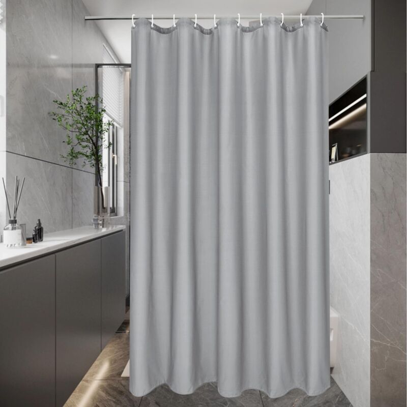 foto del prodotto tenda da doccia impermeabile, tenda da doccia in tessuto grigio 150x200cm, tenda da doccia lavabile impermeabile e antimuffa con 12 passanti