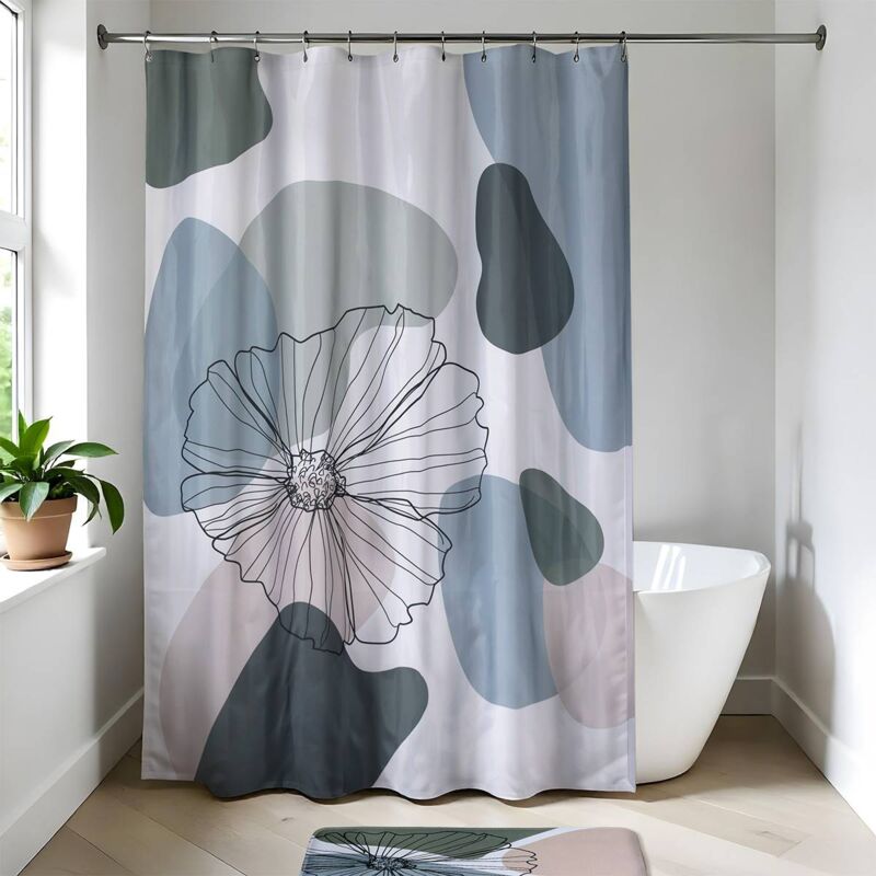 foto del prodotto tenda da doccia in poliestere 180x200 cm fiori tendance