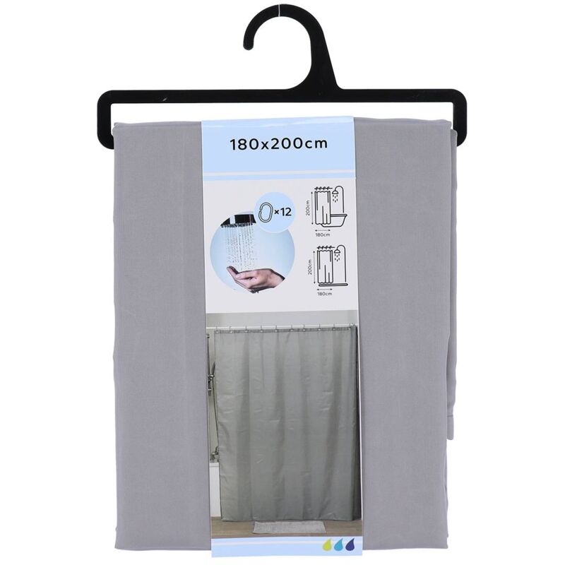 foto del prodotto tenda da doccia in poliestere 180x200cm 12 anelli pp grigio tendance