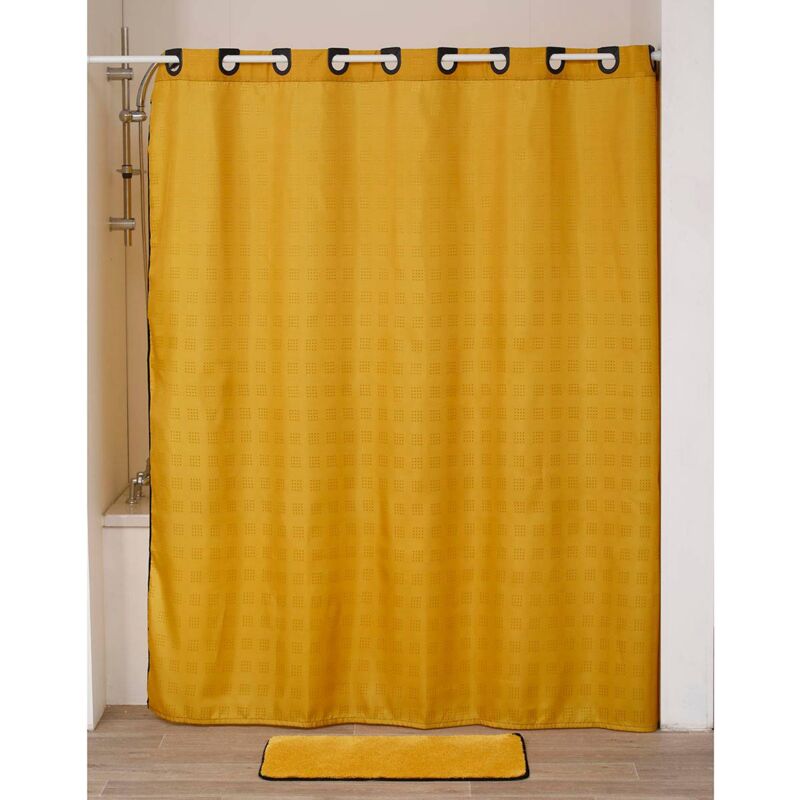 foto del prodotto tenda da doccia in poliestere con occhielli integrati 180x200 cm nero ocra tendance