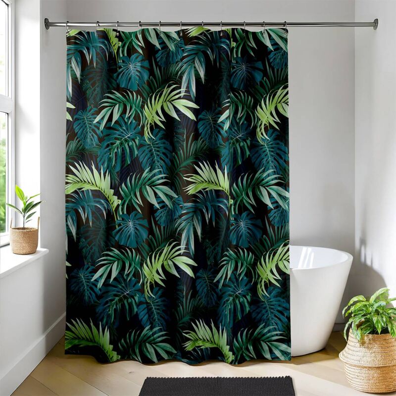 foto del prodotto tenda da doccia in poliestere stampato 180x200 cm 12 anelli pp bianco essential nature tendance