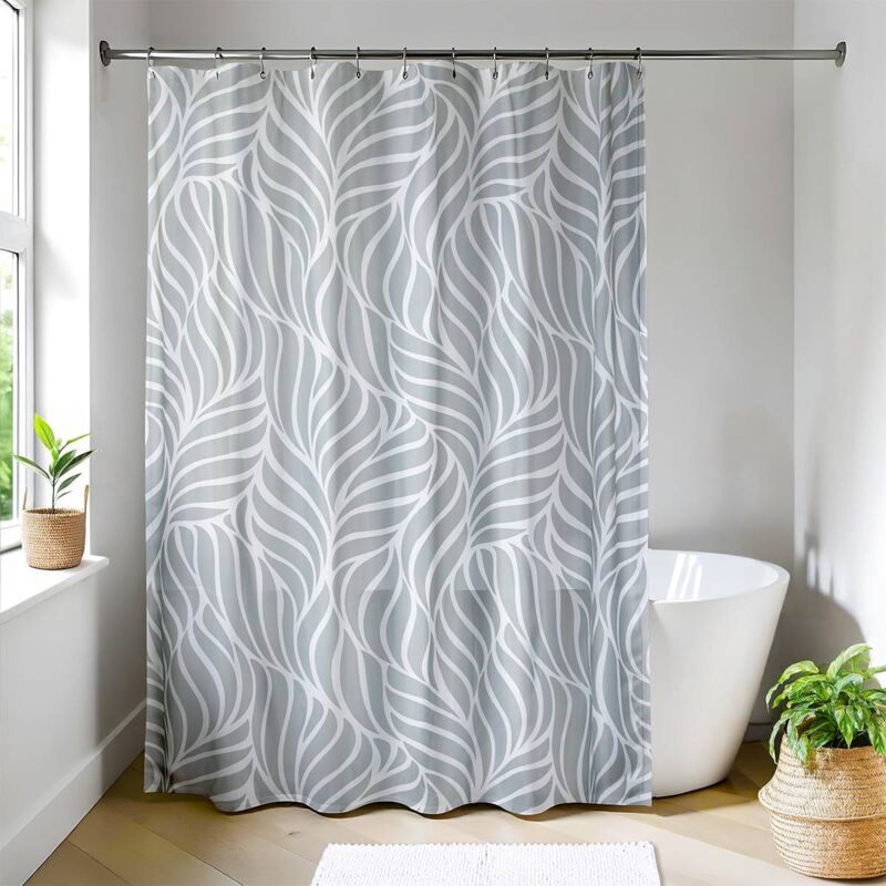 foto del prodotto tenda da doccia in poliestere stampato 180x200 cm 12 anelli pp bianco immagina tendance