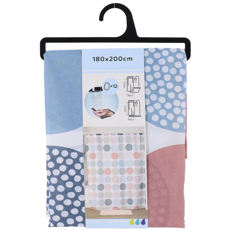 foto del prodotto tenda da doccia in poliestere stampato 180x200cm 12 anelli pp bianco gaia tendance