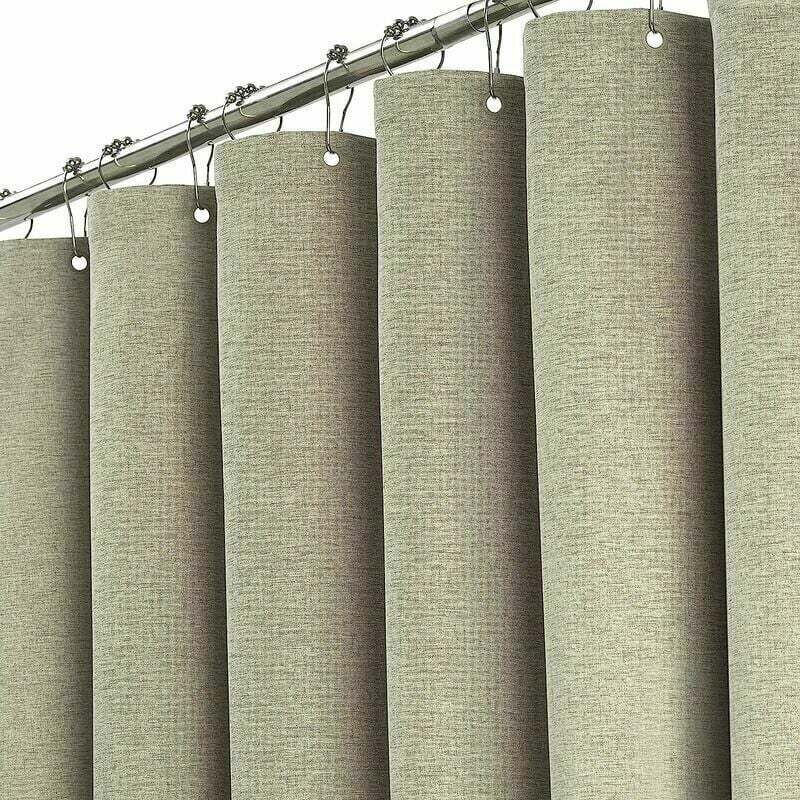 foto del prodotto tenda da doccia in tessuto stall tan, 90x180 cm, set di tende da doccia in tessuto resistente con trama in lino e ganci, tende da doccia decorative