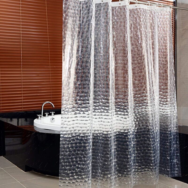 foto del prodotto tenda da doccia per bagno, tenda da doccia antimuffa lavabile con cubo d acqua trasparente 3d con 12 occhielli e ganci in plastica per vasca da bagno
