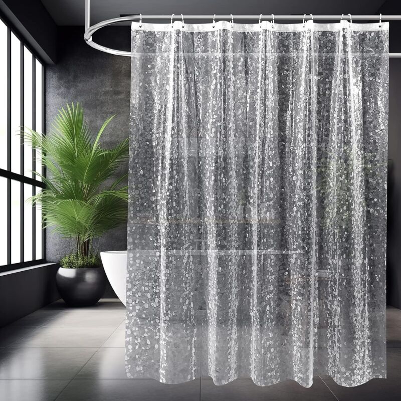 foto del prodotto tenda da doccia trasparente 3d, 180 x 180 cm, impermeabile, 100 eva, non necessita di pulizia, antibatterica, antimuffa, per bagno, grigio traslucido