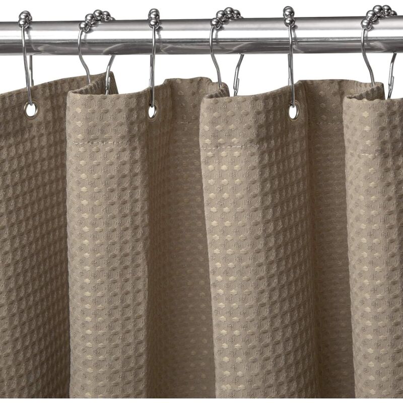 foto del prodotto tenda da doccia waffle con anelli per tenda da doccia in metallo, tessuto tessile, tenda da bagno antimuffa, set di tende da bagno impermeabili, tenda da doccia spessa per bagno - 182 x 182 cm (verde)