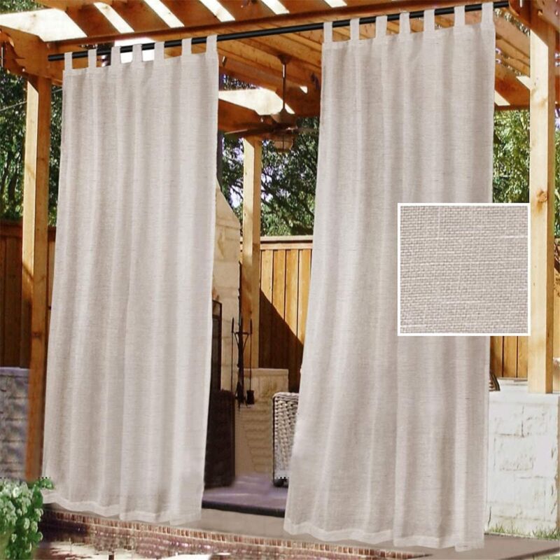 foto del prodotto tenda da esterno per patio, con linguetta adesiva rimovibile per una facile installazione e antiscivolo, bianca, impermeabile, 2 pannelli 2 x 132 x