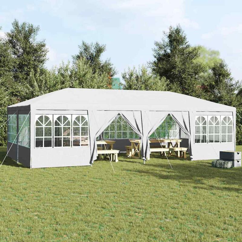 foto del prodotto tenda da festa con 12 pareti laterali bianche, 8x4 m vidaxl