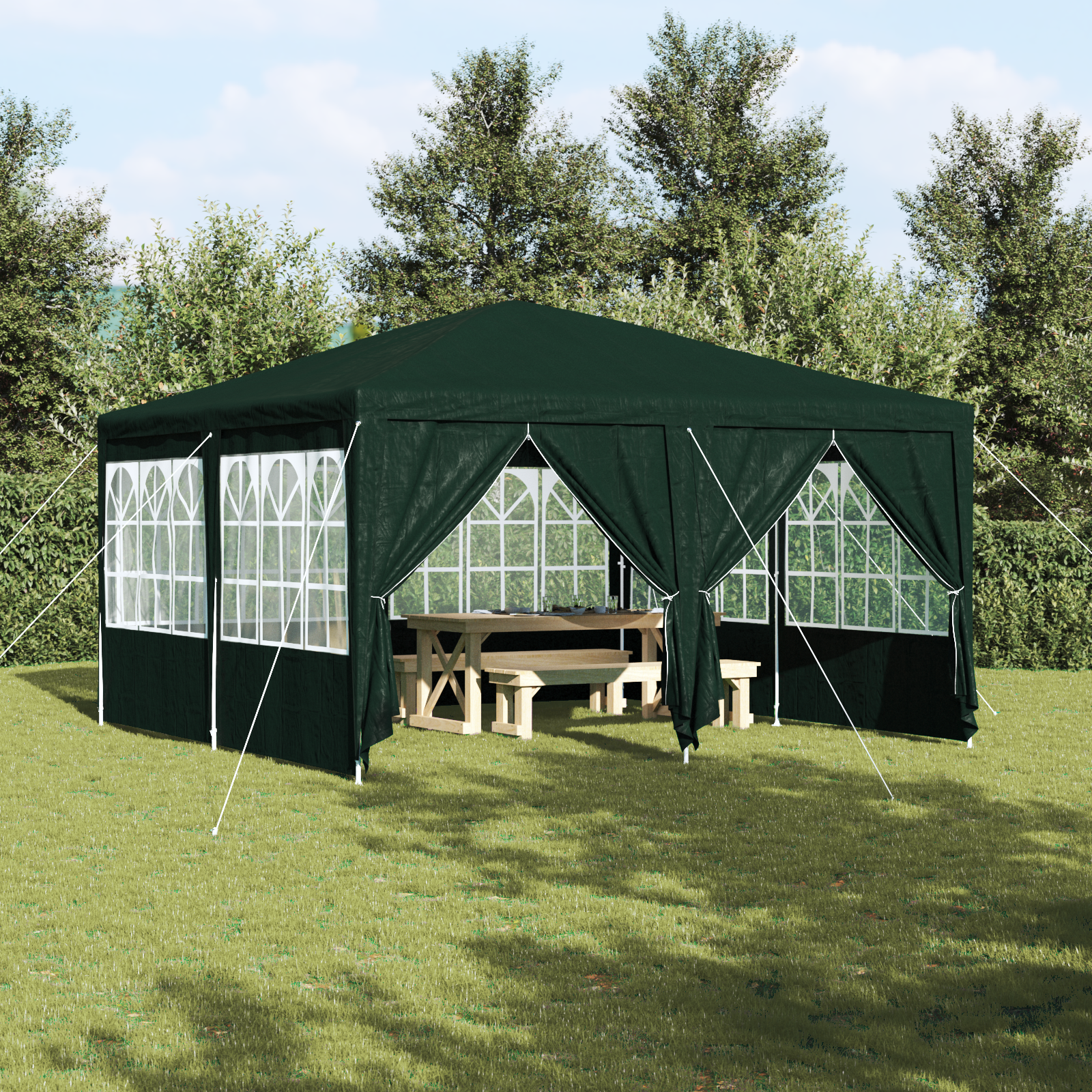 foto del prodotto tenda da festa con 8 pareti laterali verde 4x4 m pe