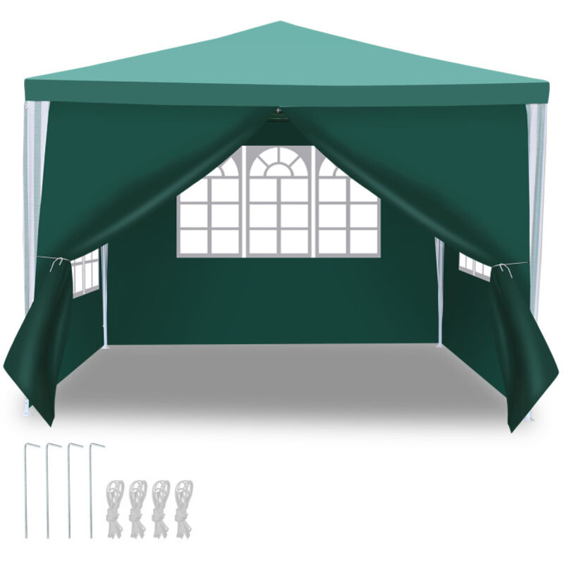 foto del prodotto tenda da festa pergolato da giardino tenda pieghevole protezione uv per il giardino, il campeggio con pannelli laterali 3x3m verde swanew