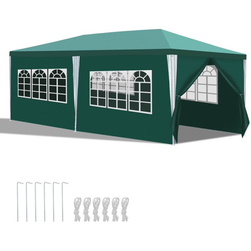 foto del prodotto tenda da festa pergolato da giardino tenda pieghevole protezione uv per il giardino, il campeggio con pannelli laterali 3x6m verde swanew