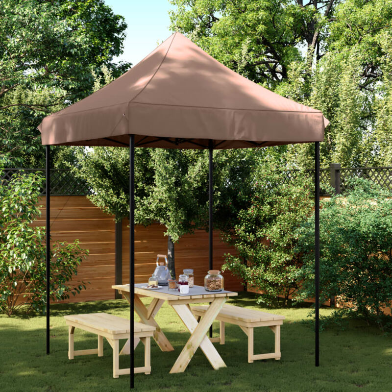 foto del prodotto tenda da festa pieghevole pop up marrone 200x200x306 cm vidaxl