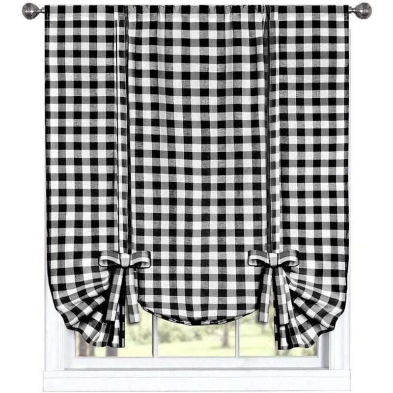 foto del prodotto tenda da finestra personalizzata in stile fattoria a quadretti colori assortiti nero 