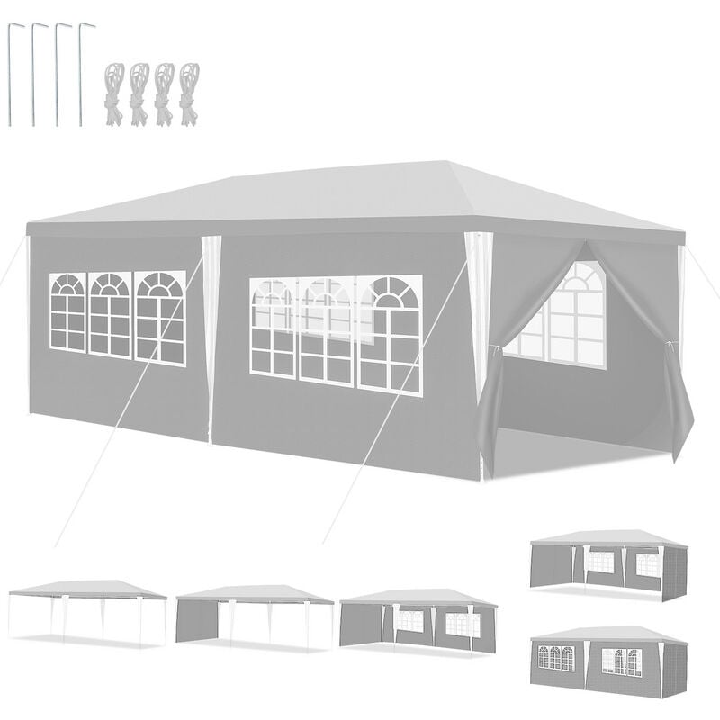 foto del prodotto tenda da giardino per feste con pareti laterali 3x6m bianco swanew