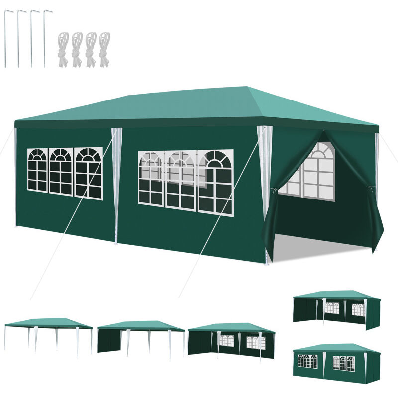 foto del prodotto tenda da giardino per feste con pareti laterali 3x6m verde swanew
