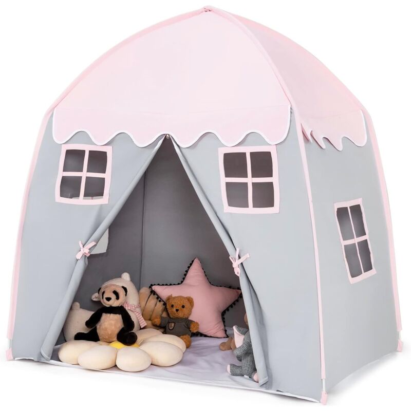 foto del prodotto tenda da gioco per bambini con spazi ampi e intimi per 3 bambini dai 3 anni, tenda da gioco portatile e traspirante con borsa per il trasporto,