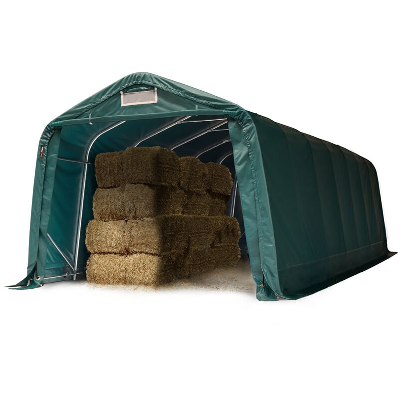 foto del prodotto tenda da pascolo 3,3x8,4m riparo, robusto telo verde in pvc 800n, per cemento
