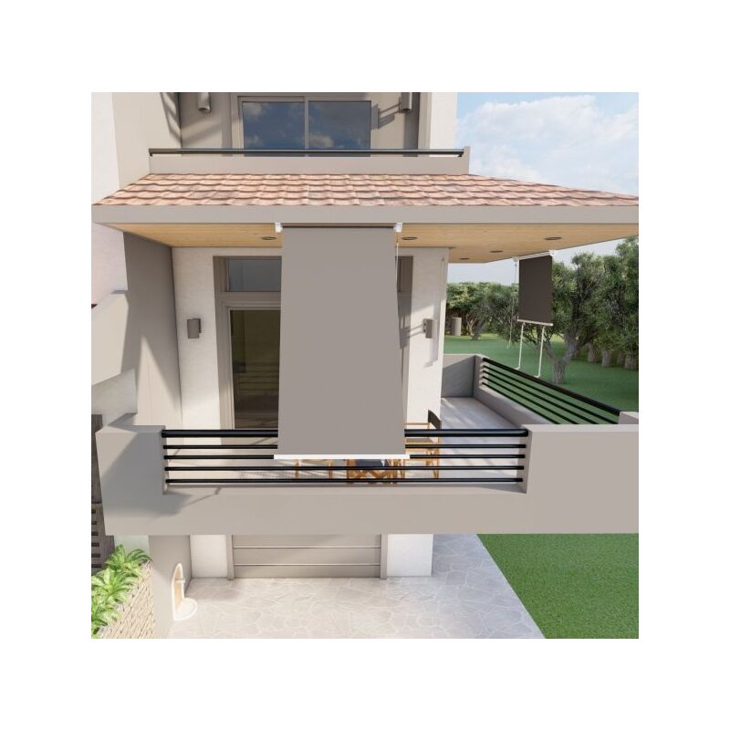 foto del prodotto tenda da sole a caduta con bracci 150cm telo impermeabile grigio golisa