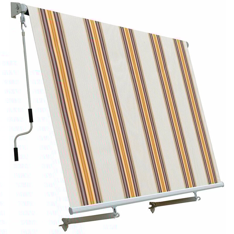 foto del prodotto tenda da sole a caduta con bracci 245x245 cm tessuto in poliestere riga beige