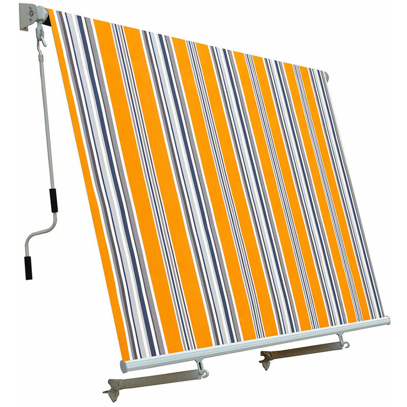 foto del prodotto tenda da sole a caduta con bracci 245x245 cm tessuto in poliestere riga gialla
