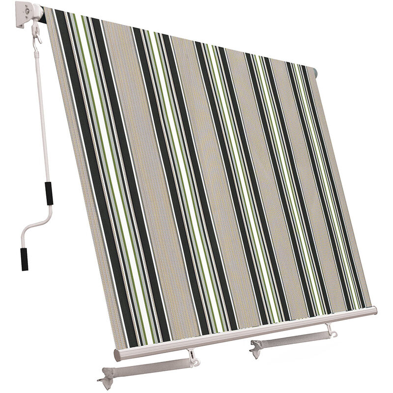 foto del prodotto tenda da sole a caduta con bracci 245x245 cm tessuto in poliestere riga verde
