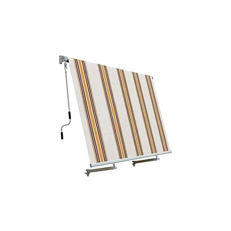 foto del prodotto tenda da sole a caduta con bracci tenda da balcone 2,45 x 2,45 metri beige rigato tenda parasole per balconi