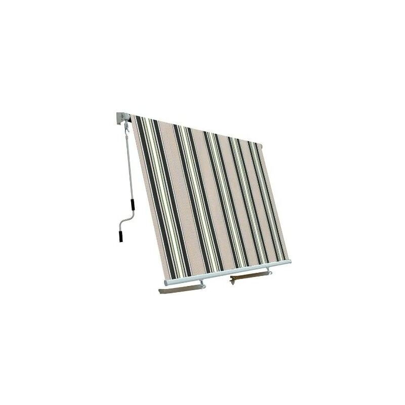 foto del prodotto tenda da sole a caduta con bracci tenda da balcone 2,45 x 2,45 metri verde rigato tenda parasole per balconi
