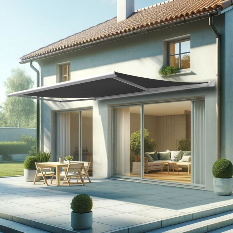 foto del prodotto tenda da sole a cassonetto integrale hevoa 5,00x3,50 m manuale bianco grigio 